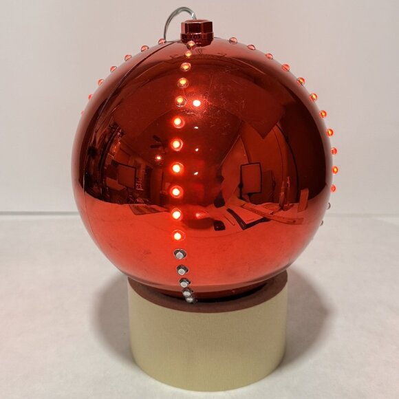 Large Red LED Christmas Ornament Ball 6" Hanging Motion Lights Battery Timer - Picture 10 of 12